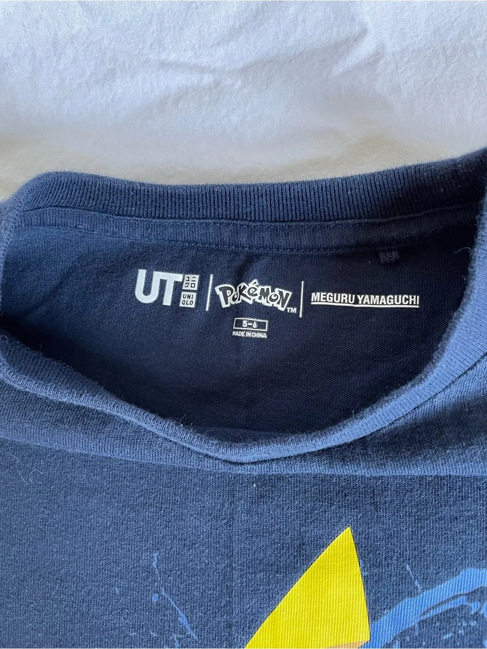 Uniqlo UT x Pokemon Pikachu Tee Shirt Meguru Yamaguchi Navy Blue Kids 5-6
